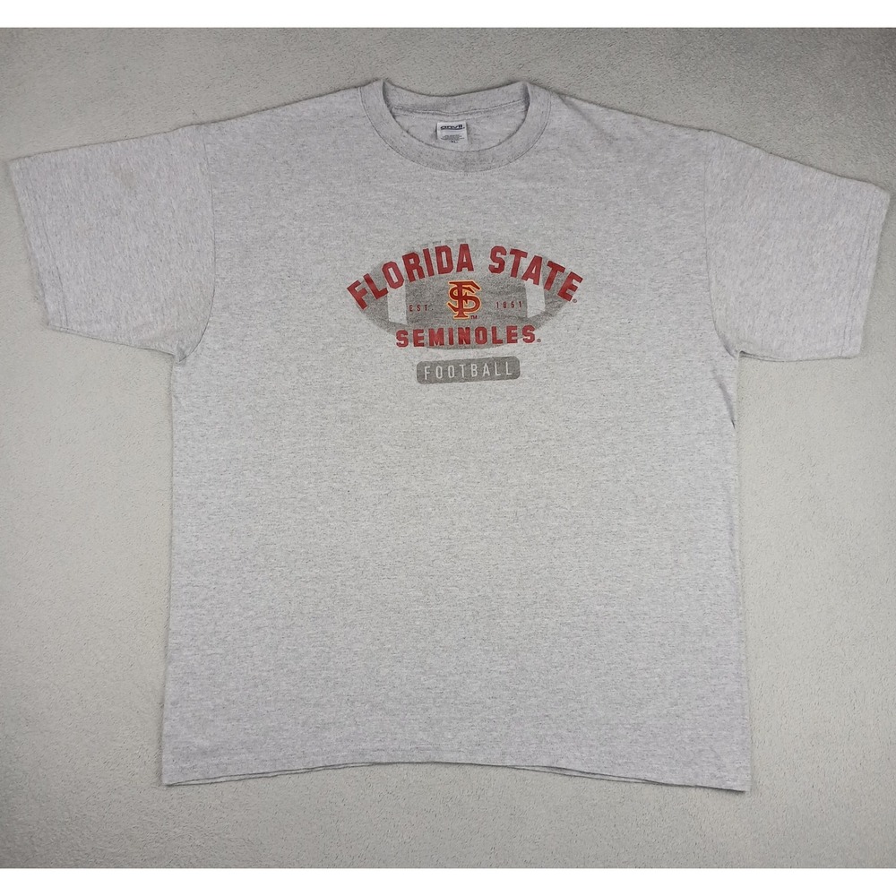 Anvil T-Shirt Mens XL Gray Florida State Seminoles Football NCAA Graphic Tee